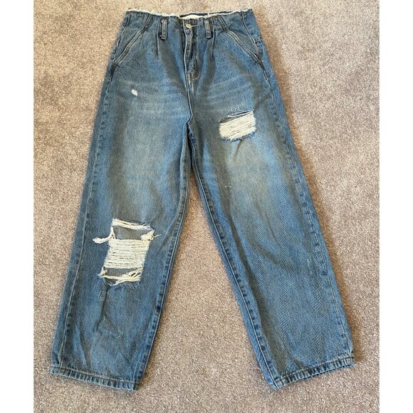 Vervet Denim - Vervet Flying Monkey Distressed High-Waisted Denim Jeans Size 28 Blue